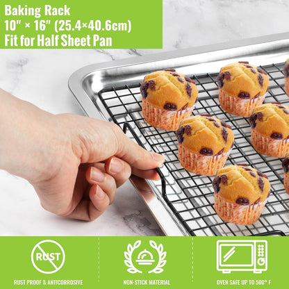HULISEN Cooling Rack 2-Pack, 16 x 10 Inch Nonstick Baking Rack with Handles