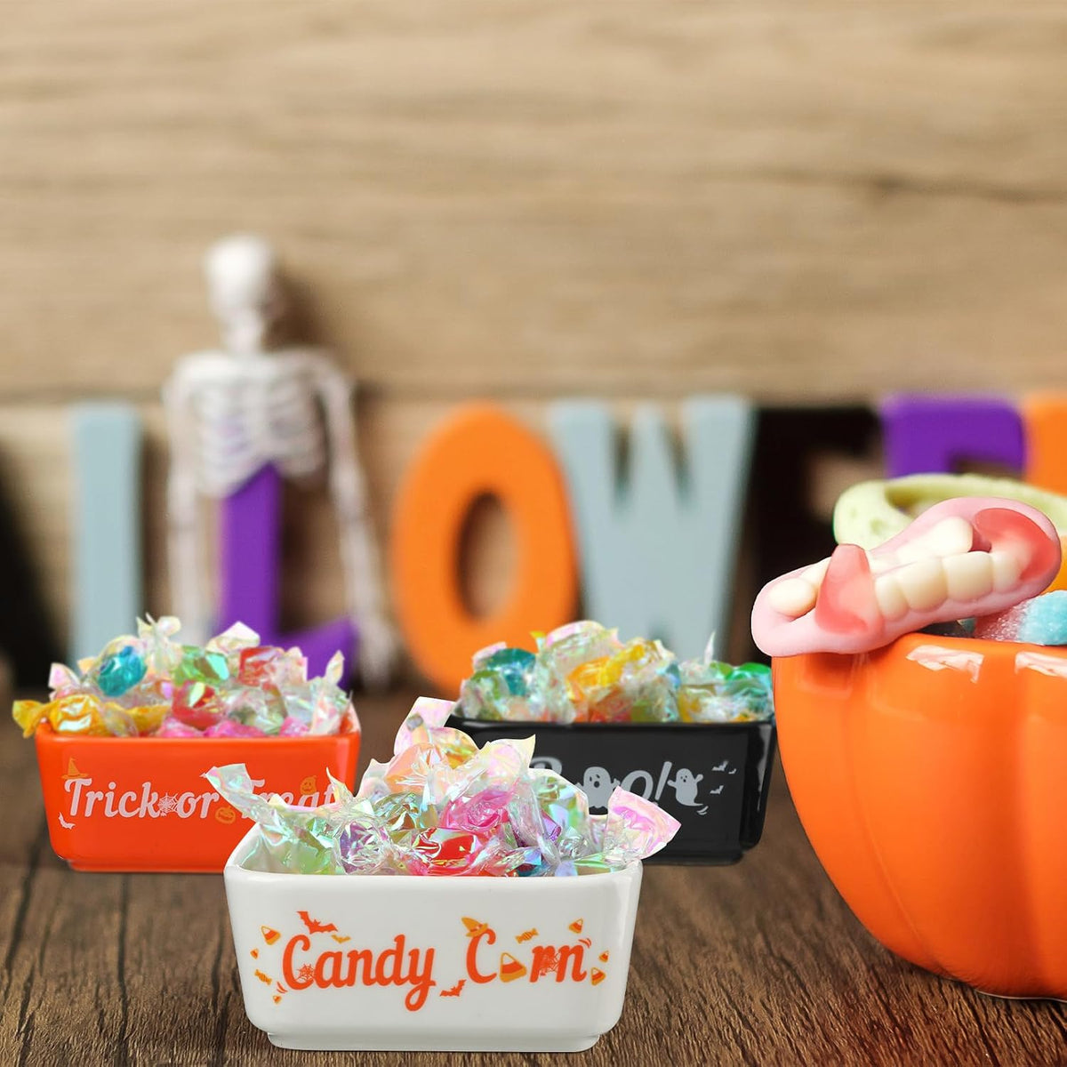 Tanlade 3 Pcs Halloween Candy Bowl Small Ceramic Candy Corn Serving Dishes