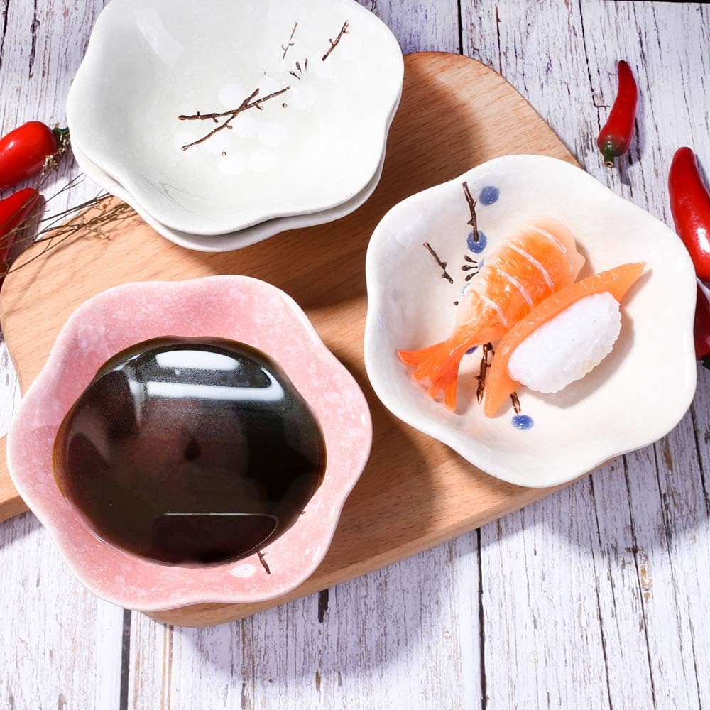 Ceramic Soy Sauce Dish Set of 4, 4.1'' Japanese Porcelain Dipping Bowls