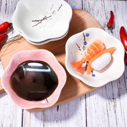 Ceramic Soy Sauce Dish Set of 4, 4.1'' Japanese Porcelain Dipping Bowls