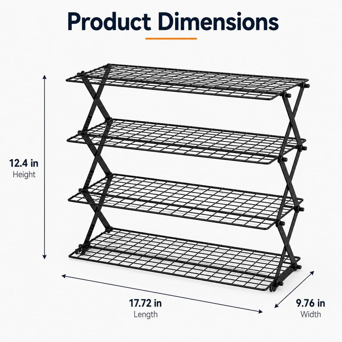 4-Tier Collapsible Cooling Rack, Cooling Rack for Baking, Cookie Rack, Outdoor Camping Food Shelf, Heavy Duty, Ideal for Cake, Bread, Cookies, Barbecue