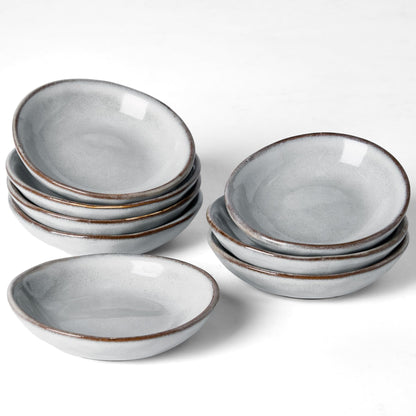 famiware Soy Sauce Dish, 2.1oz Dipping Bowl Set of 6, Cappuccino White
