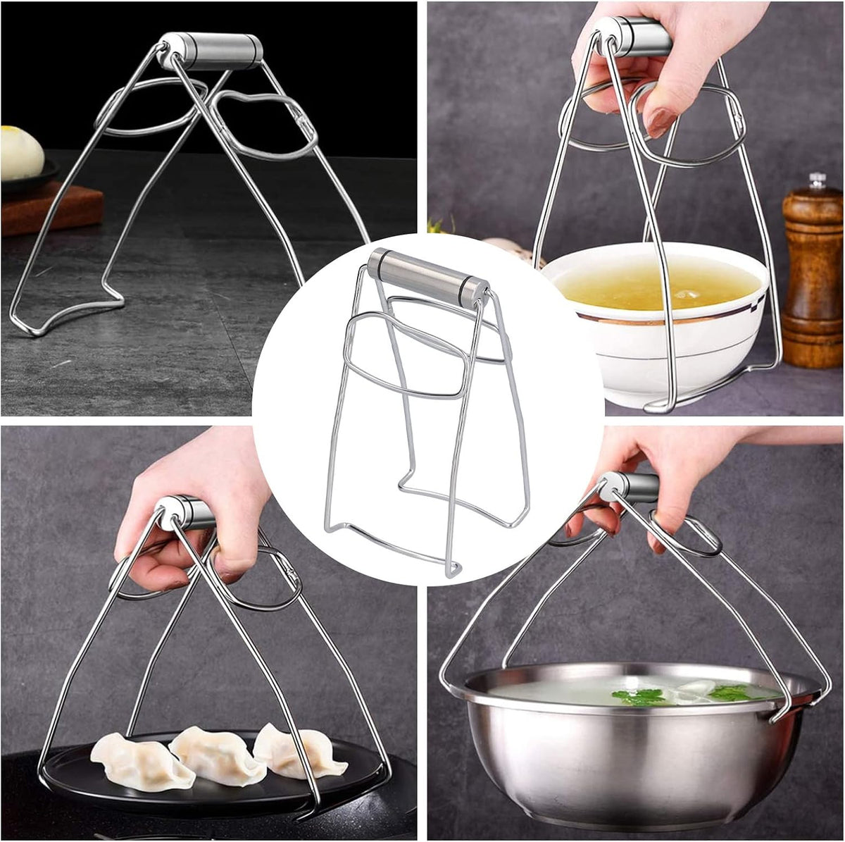 Joyzan Stainless Steel Dish Plate Clip, Kitchen Hot Lifter Bowl Tongs