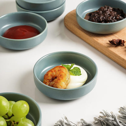 Selamica Ceramic 3.3 Inch Soy Sauce Dish Dipping Bowls Side Dishes Small Appetizer Pinch Bowls for Condiments, Sushi, Ketchup, BBQ-Set of 6 (Matte Blue)