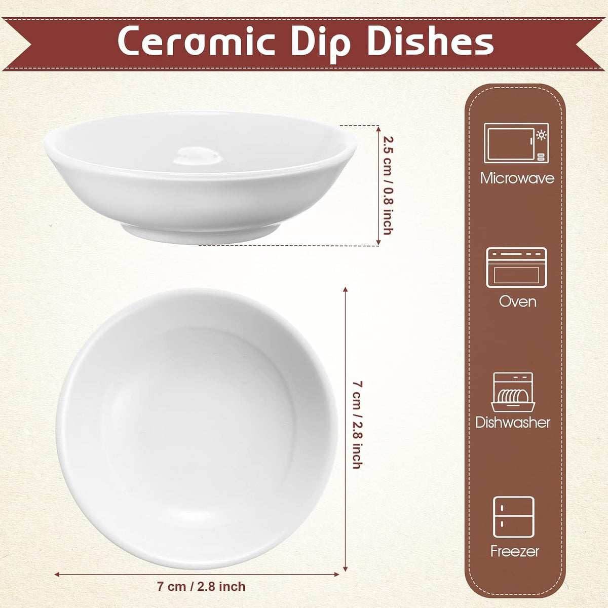 Mimorou 50 Pcs Soy Sauce Dish 1.2 oz Dipping Bowls Bulk, Ceramic