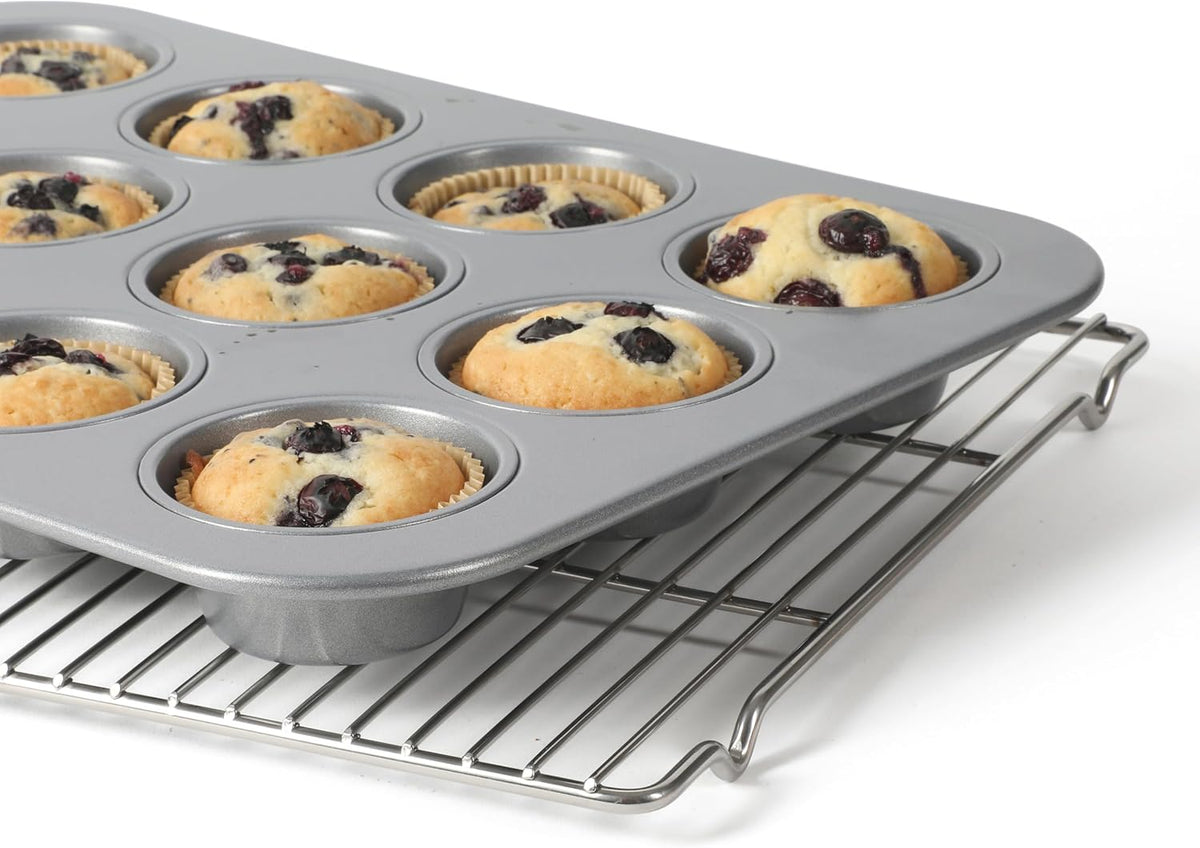 Calphalon Titan 16.5 x 11.5 Inch Cooling and Cooking Rack, Baking Rack, Carbon Steel Durable Oven Safe Wire Rack for Baking, Roasting, Air Circulation, and Cooling