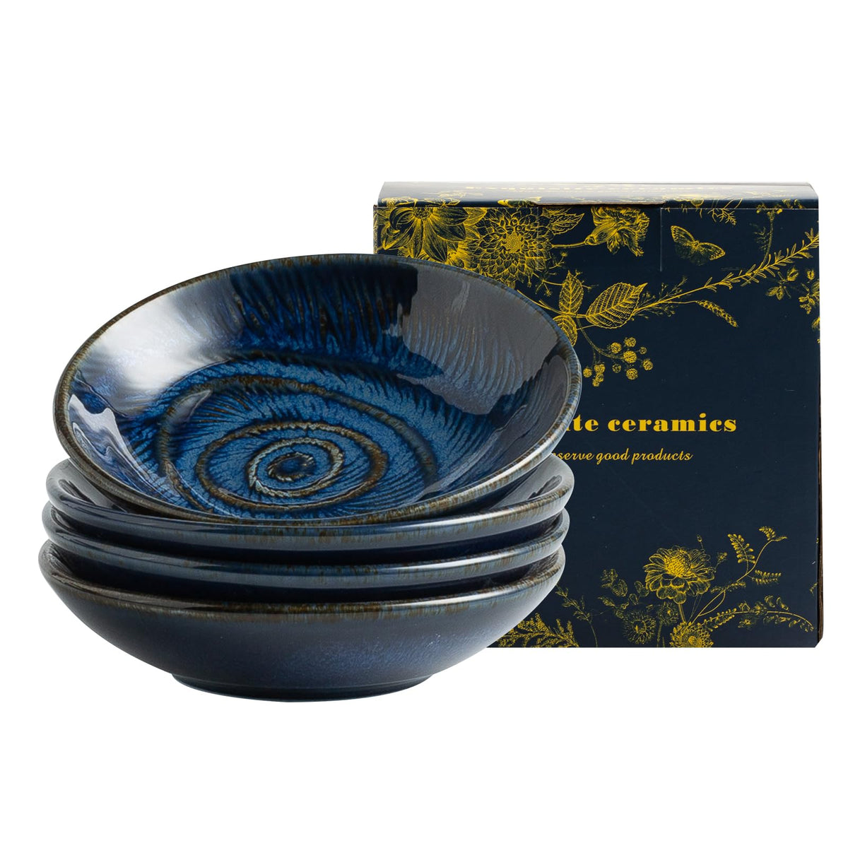 Ceramic Soy Sauce Dishes, 3.4 oz Dipping Bowls Set of 4