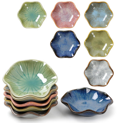 Ceramic Dipping Bowls Set of 8, 3 oz Sauce Cups, Chrysanthemum Round Small Side Dish for Sushi, Tomato, Soy Sauce, Condiment Finger Bowls