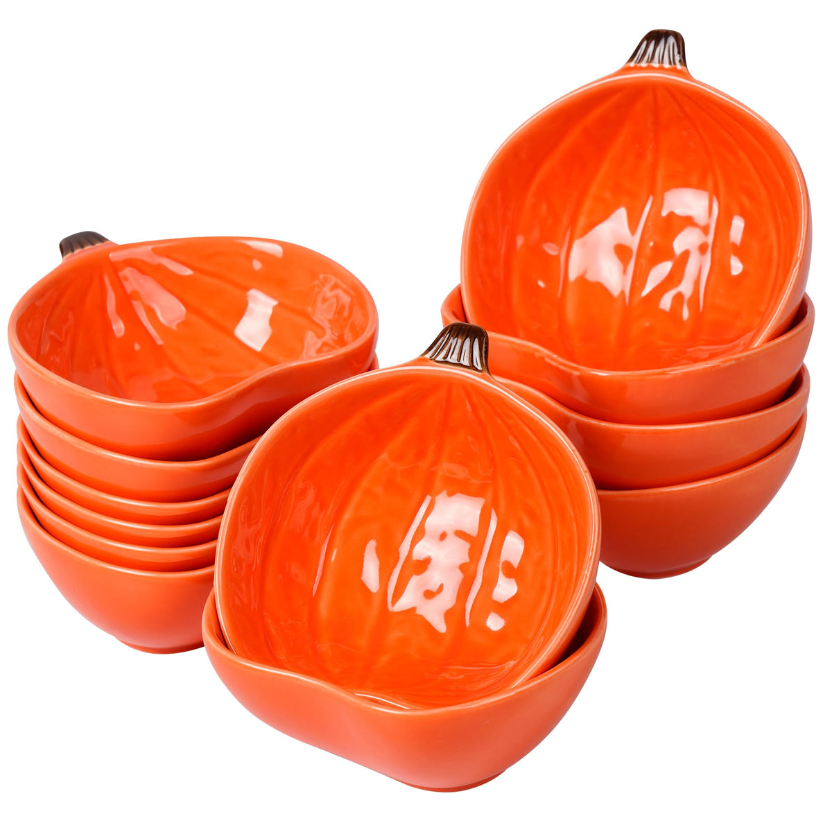 Kolewo4ever 12 Pieces Pumpkin Ramekins Fall Ramekins Ceramic Bowls Pumpkin Bowl 6 oz Oven Safe Ramekin for Thanksgiving Bowl Dip, Sauce, Condiments,Snack (Ivory White)