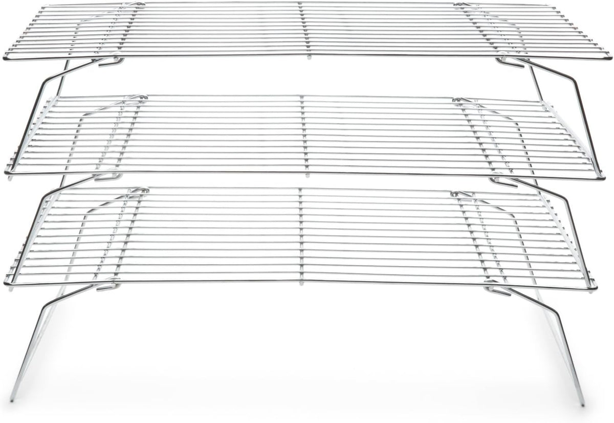 Fox Run Stackable Cooling Rack Set, Chrome, 3-Piece, Metallic, 2.25 x 14 x 10 inches