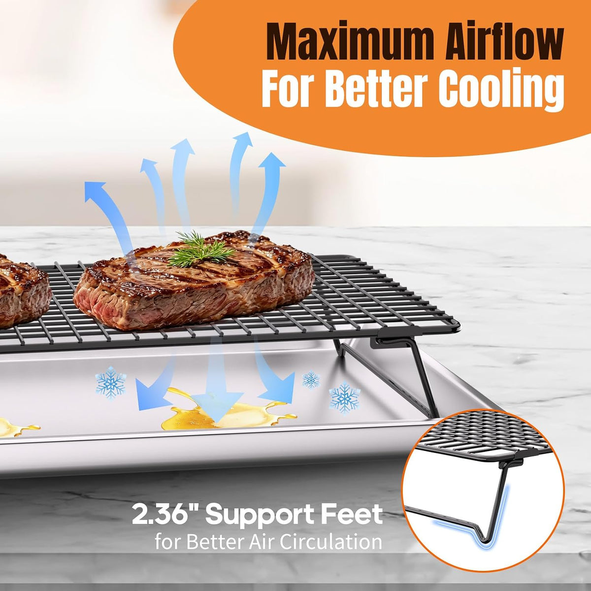13.4 * 9.4 IN 3-Tier Collapsible Cooling Rack with 50 Pcs Baking Papers