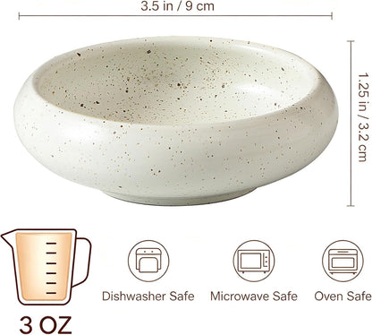 Ceramic Dipping Bowls Set of 6, 3 oz Sauce cups Bowls with Speckled Glaze,Soy Sauce Dish- Mini Condiment Bowls for Dips, Salsa, Soy Sauce, Appetizers, Snacks & Desserts, Dishwasher Microwave Oven Safe