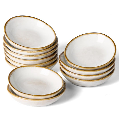 famiware Soy Sauce Dish, 2.1oz Dipping Bowl Set of 6, Cappuccino White