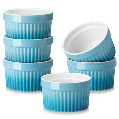 MALACASA Ramekins 4 oz Oven Safe, Porcelain, Set of 6, White