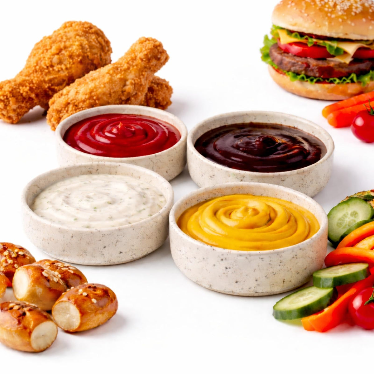 Dipping Bowls Set of 4, 2462°F High-Fired Ceramic Small Bowls for Dips, Olive Oil & Sauce, Elevates Table Setting, Idea for BBQ, Afternoon Tea, Entertaining, Housewarming & Holiday Gifts