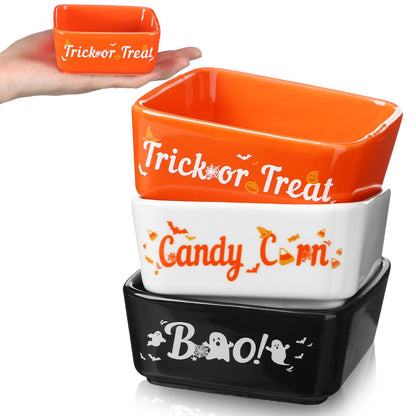 Tanlade 3 Pcs Halloween Candy Bowl Small Ceramic Candy Corn Serving Dishes