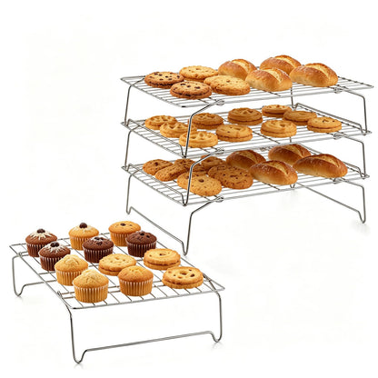 LIANYU Cooling Rack 15"x10", 3-Tier Stackable & Collapsible Cooling Racks