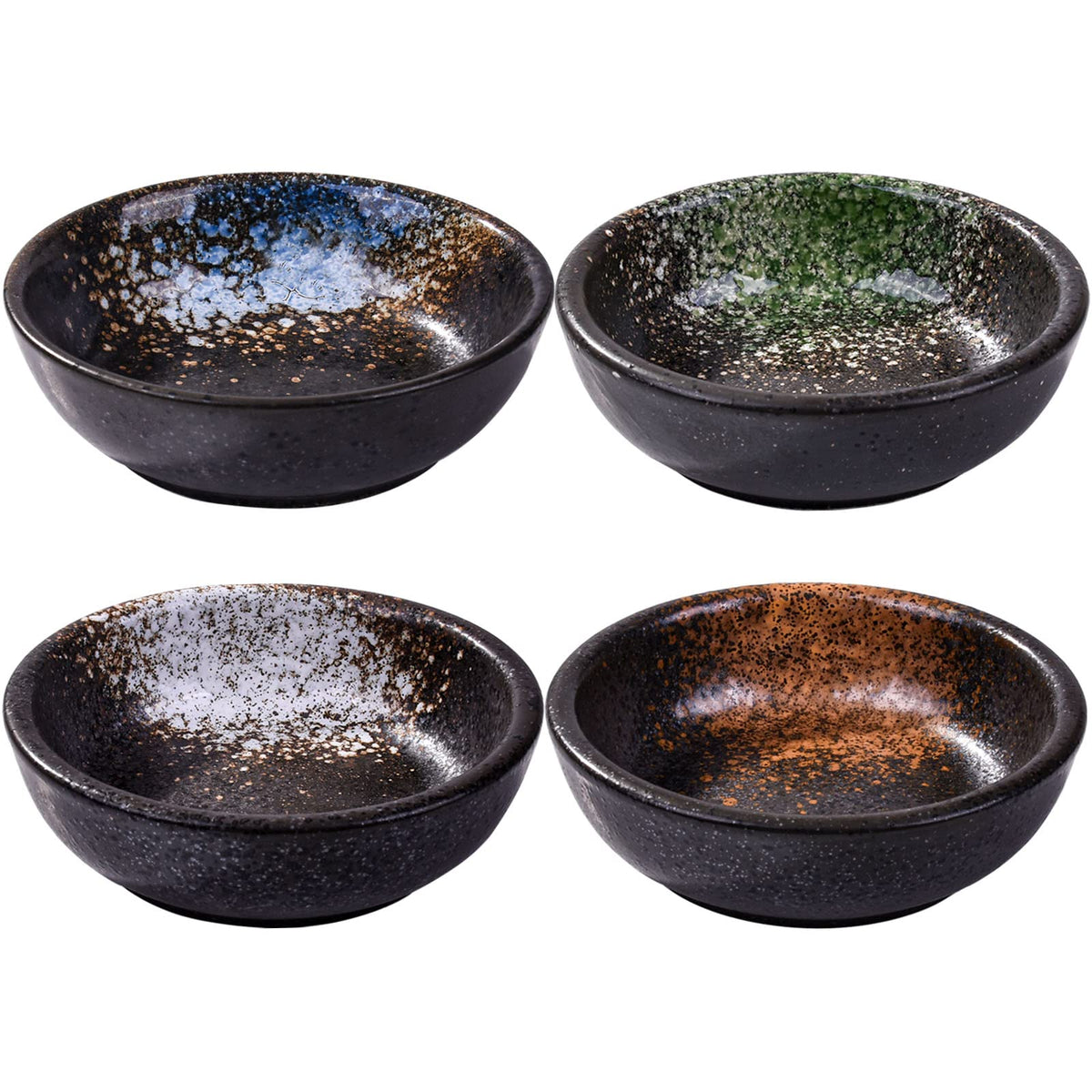 Ceramic Dipping Sauce Dish Set of 4, 3.35'' Rectangular Small Sushi Bowls