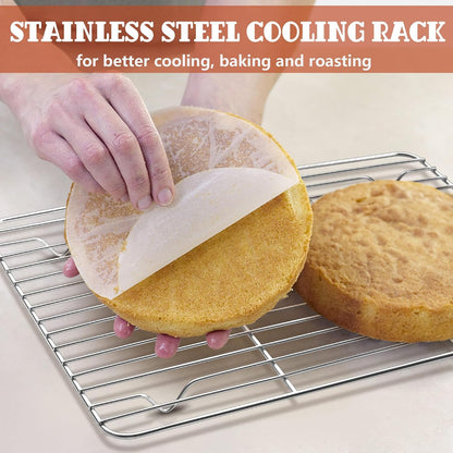 P&P CHEF 4 Pcs Baking Wire Rack for Cooling, 8.6 + 9.7+ 11.6 + 15.3 Inch