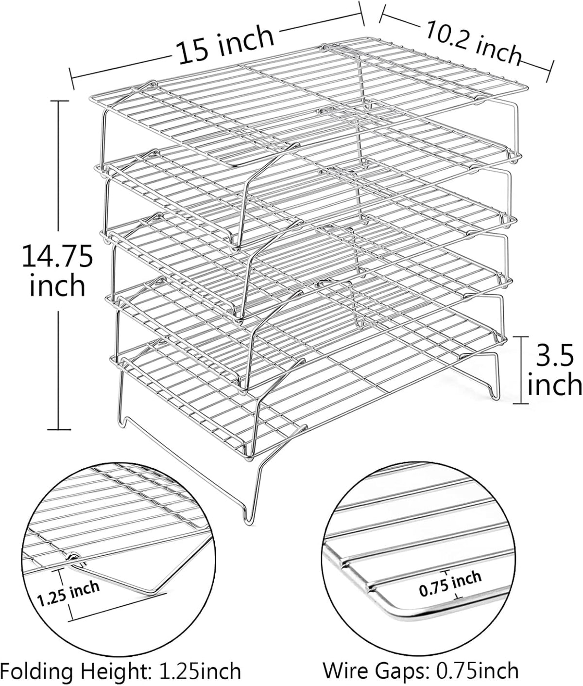 TeamFar Cooling Rack, 5-Tiers Stainless Steel Baking Cooling Wire Rack