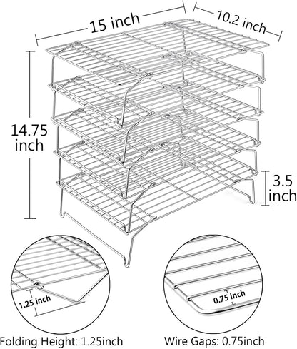 TeamFar Cooling Rack, 5-Tiers Stainless Steel Baking Cooling Wire Rack