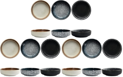 Ceramic Soy Sauce Dish set, Dipping Bowls Set of 6, Chip and Dip Bowls, Japanese Style 3 oz Round Small Dish for Dipping Sushi Tomato Soy Sauce Dish Condiment Finger Dishes