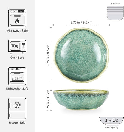 Dipping Bowls Set of 6, 3 oz Ceramic Soy Sauce & Condiment Dishes