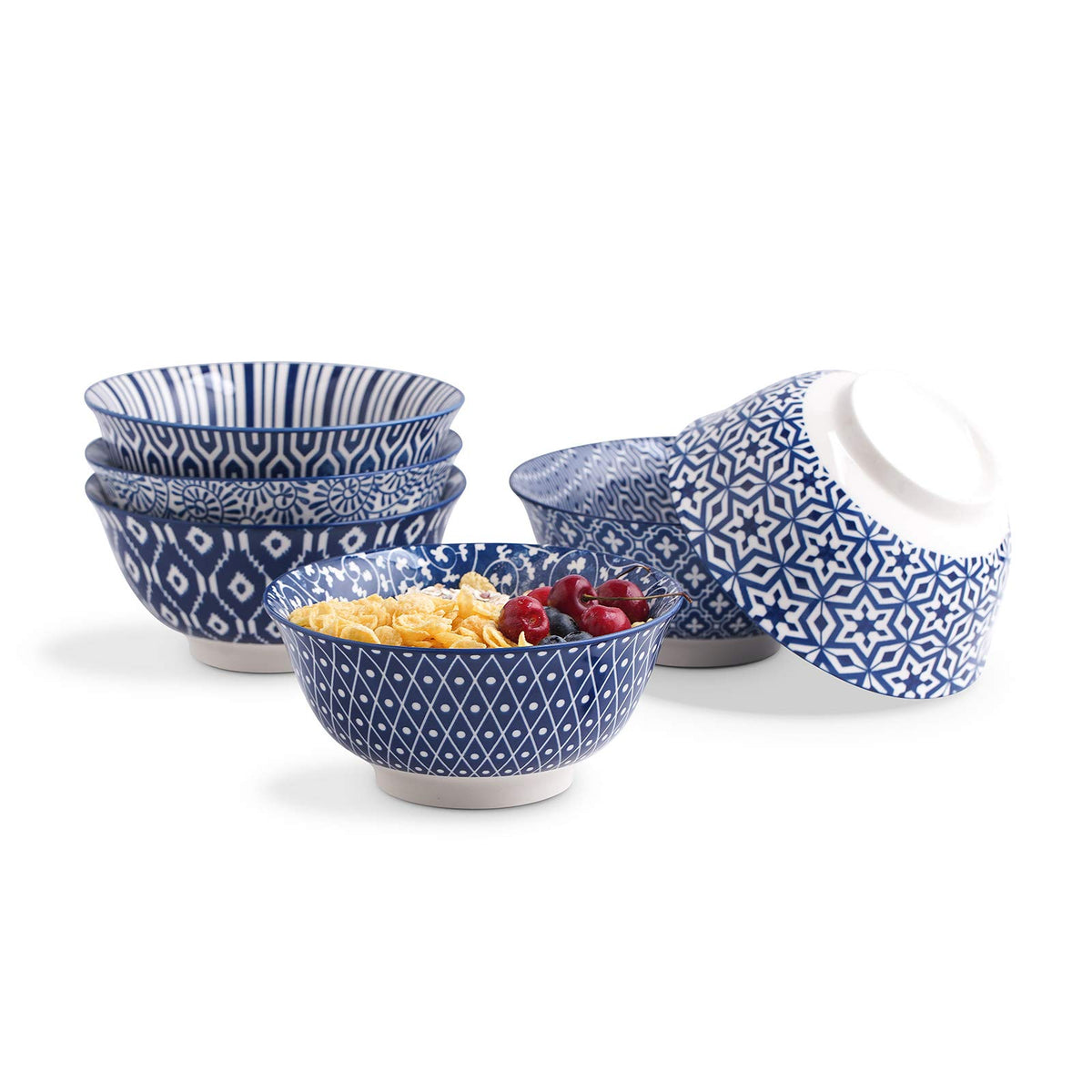 Selamica Ceramic 4 oz Dipping Bowls for Side Dishes, Set of 6, Vintage Blue