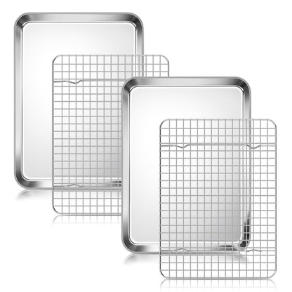 Homikit Baking Sheet with Wire Rack Set (1 Pan+1 Cooling Rack), 16" x 12"
