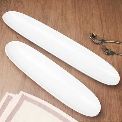 Ceramics Olive Plate, Olive Cookies Tray - Large, Chip Resistant,White Porcelain Olive Canoe, Dishwasher Safe, for Snacks, Condiments,Appetizers 13.7 Inch White
