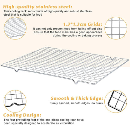 Baking Sheet with Cooling Racks - 17'' x 11" x 0.5" Carbon Steel Cookie Sheets for Baking [2 Sheets + 2 Racks], Nonstick Baking Pans, Perfect for Baking, Roasting, and More