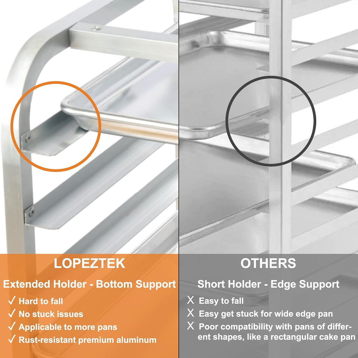 lopeztek 10-Tier Quarter & Half Sheet Pan Rack with Wheels for Home Use