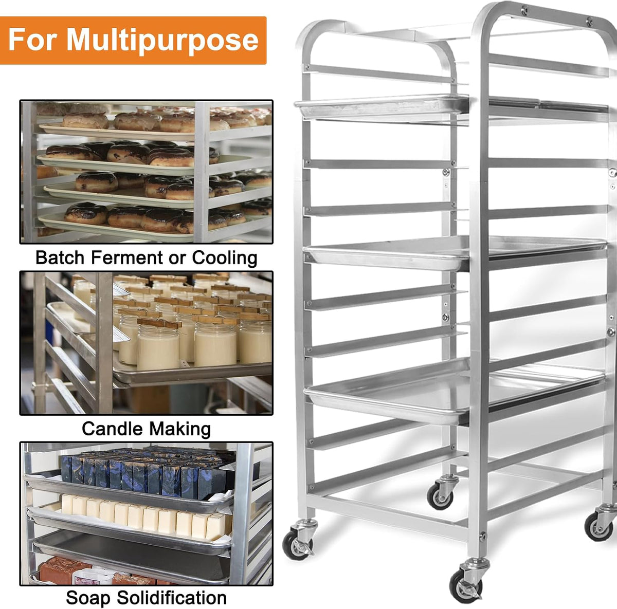 lopeztek 10-Tier Quarter & Half Sheet Pan Rack with Wheels for Home Use