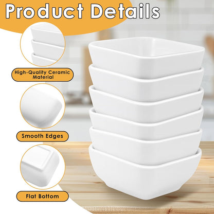 12 Pack Ceramic Dipping Bowls 3 oz White