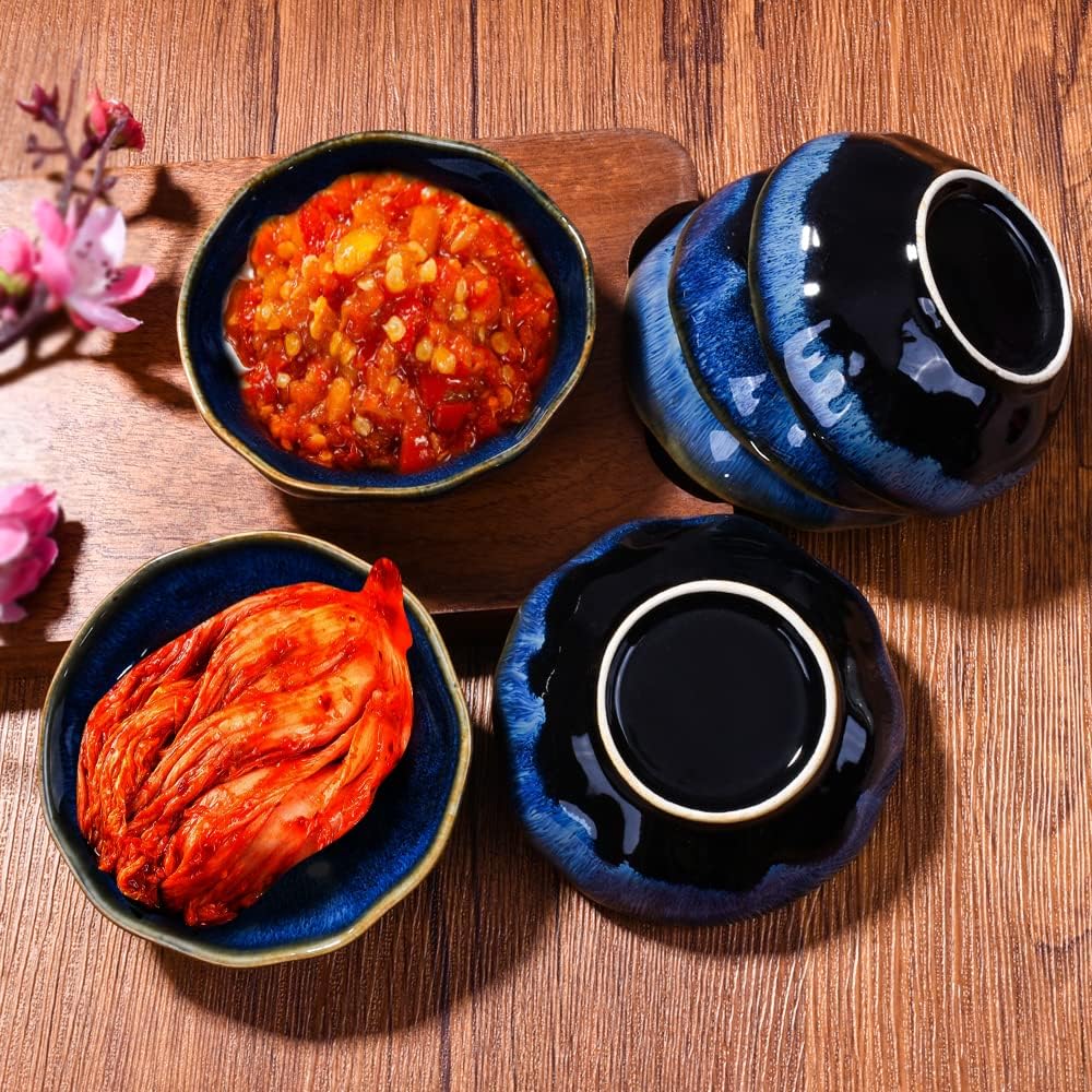 Ceramic Dipping Bowl Set of 6, 3.7" Porcelain Small Soy Sauce Dishes