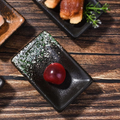 Ceramic Dipping Sauce Dish Set of 4, 3.35'' Rectangular Small Sushi Bowls