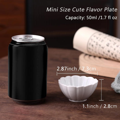 Dipping Sauce Bowls, 2.8 Inch White Ceramic Dipping Bowls, 1.7OZ Sauce Bowls,Cute Bowls for Sauce, Soy Sauce, Sushi, Ketchup, Seasoning
