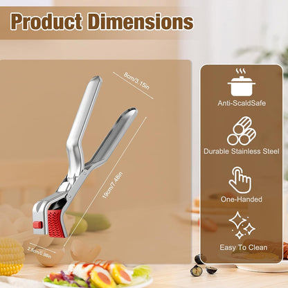 Stainless Steel Hot Plate Gripper Tongs, Anti-Scald Bowl Holder Clip with Silicone Tips for Microwave, Oven, Air Fryer - 4Pcs Multi-Function Anti-Slip Plate Gripper