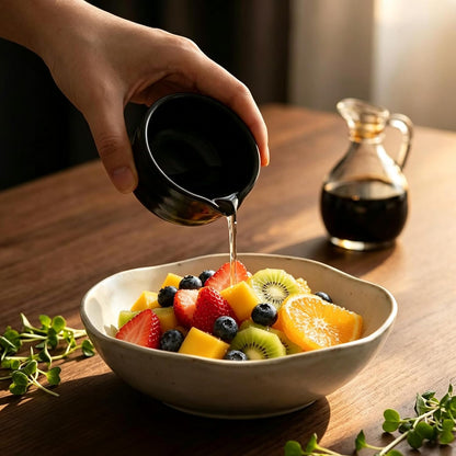 Ceramic Small Sauce Bowls with Spout, Matt Black, 3OZ, Set of 6