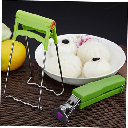 Cabilock 3pcs Stainless Steel Bowl Gripper Skid Resistant Dish Bowl Clip for Kitchen Heatproof Plate Clamp Easy to Use Home Hotel Tool