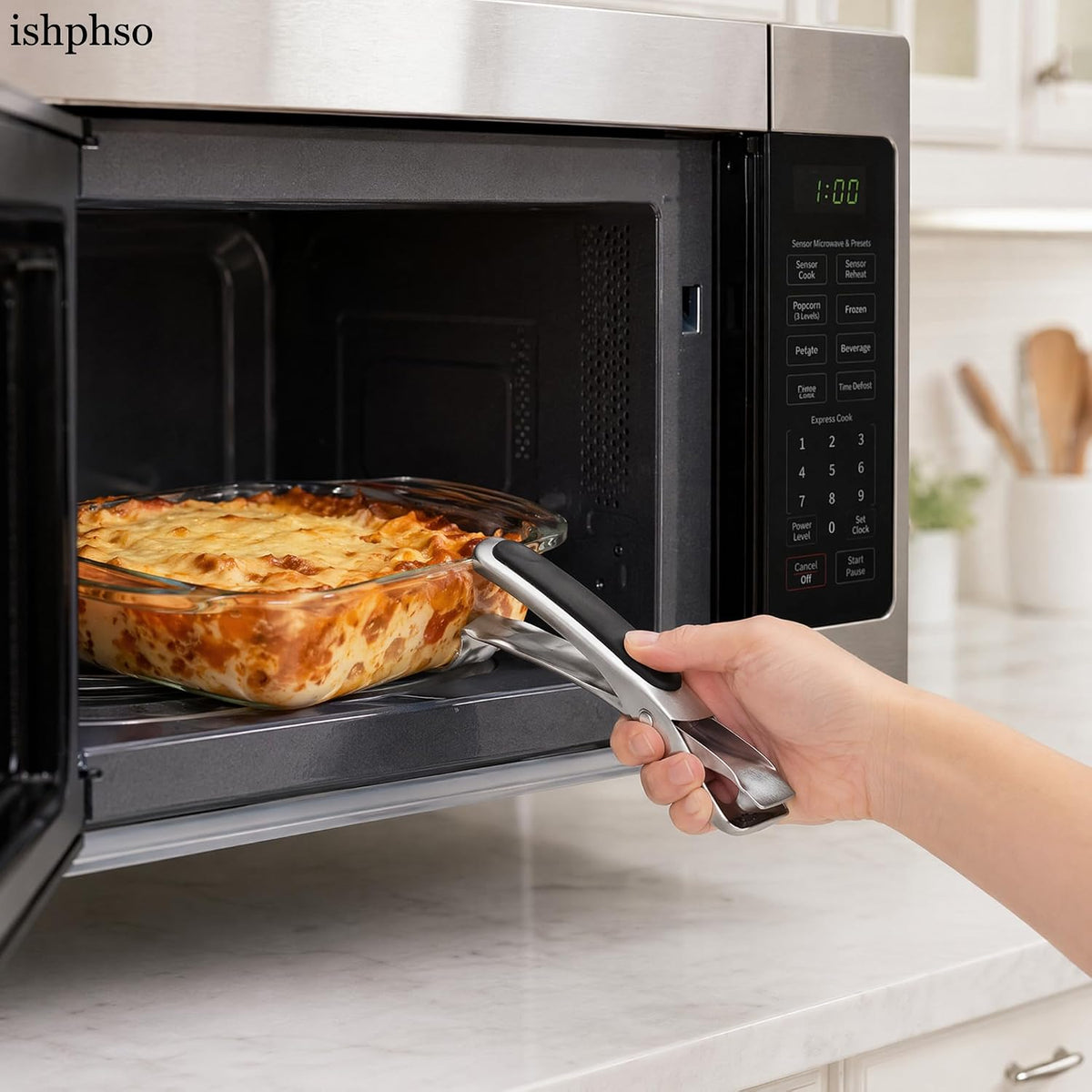 Anti-Slip Plate Gripper Set, Adjustable Stainless Steel Hot Dish Clip, Oven & Microwave Safe for Home Kitchen (2)