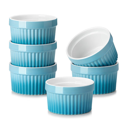 MALACASA Ramekins 4 oz Oven Safe, Porcelain, Set of 6, White