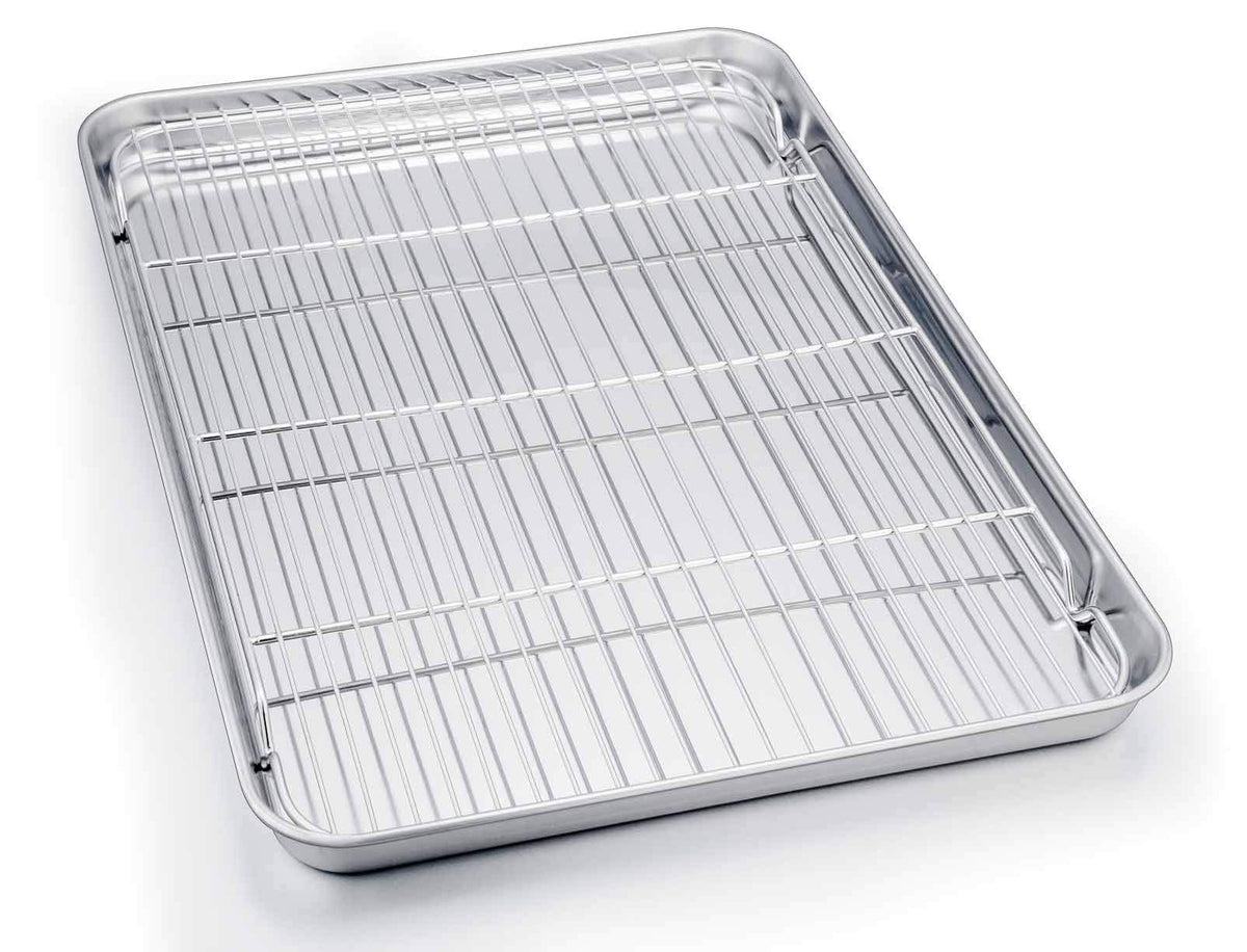 TeamFar Baking Sheet with Cooling Rack Set, 16 x 12 x 1 inch