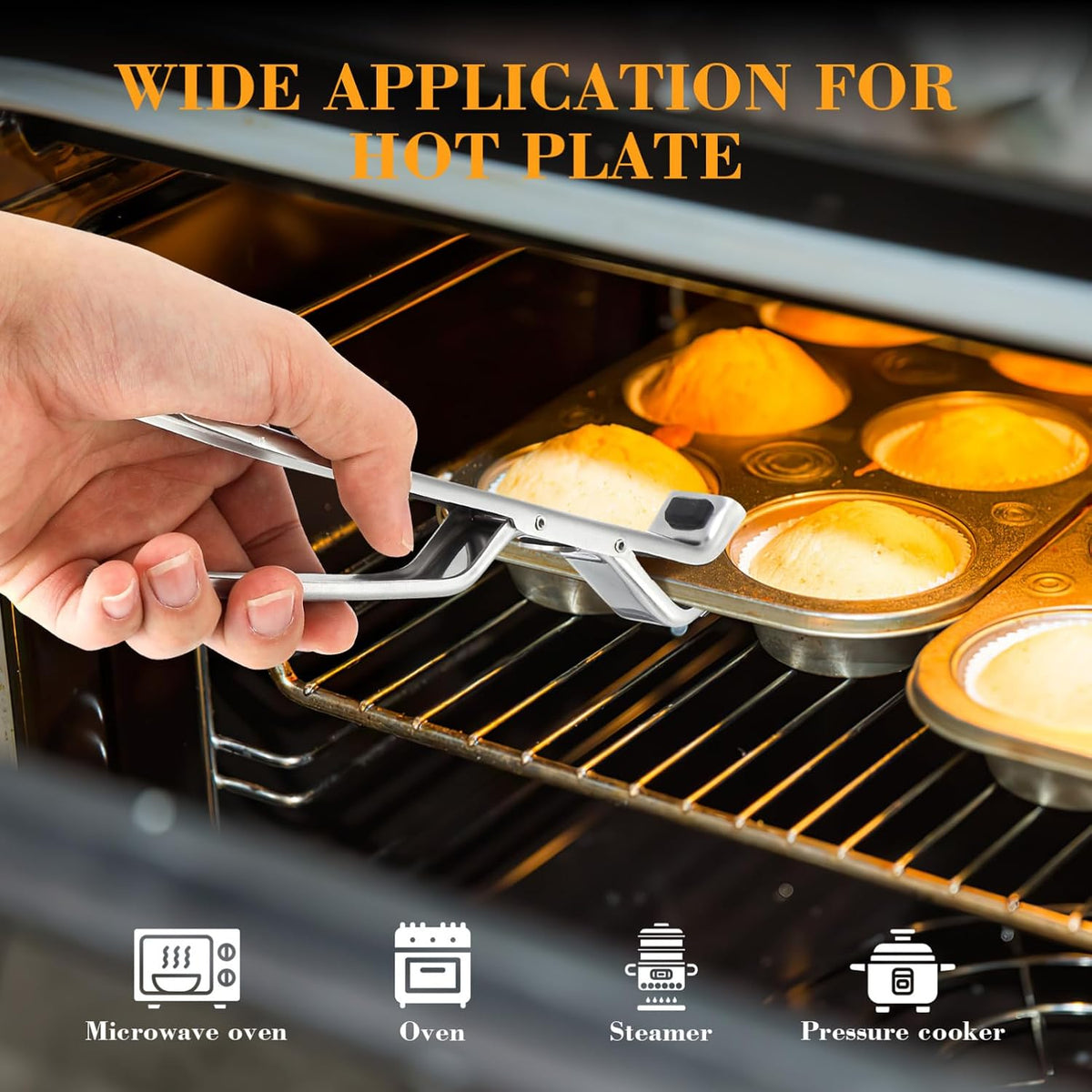 Bowl Clip Gripper Stainless Steel Kitchen Plate Clamp Hot Dish Tongs for Safe Handling Microwave Oven and Serving