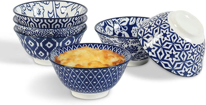 Selamica Ceramic 4 oz Dipping Bowls for Side Dishes, Set of 6, Vintage Blue