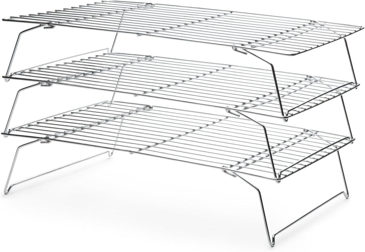 Fox Run Stackable Cooling Rack Set, Chrome, 3-Piece, Metallic, 2.25 x 14 x 10 inches