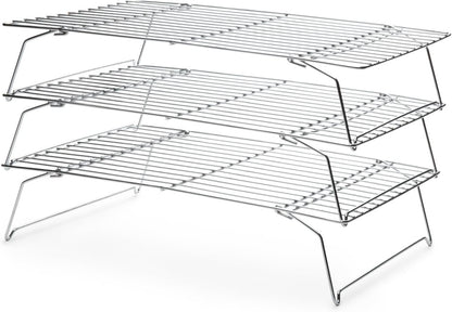 Fox Run Stackable Cooling Rack Set, Chrome, 3-Piece, Metallic, 2.25 x 14 x 10 inches