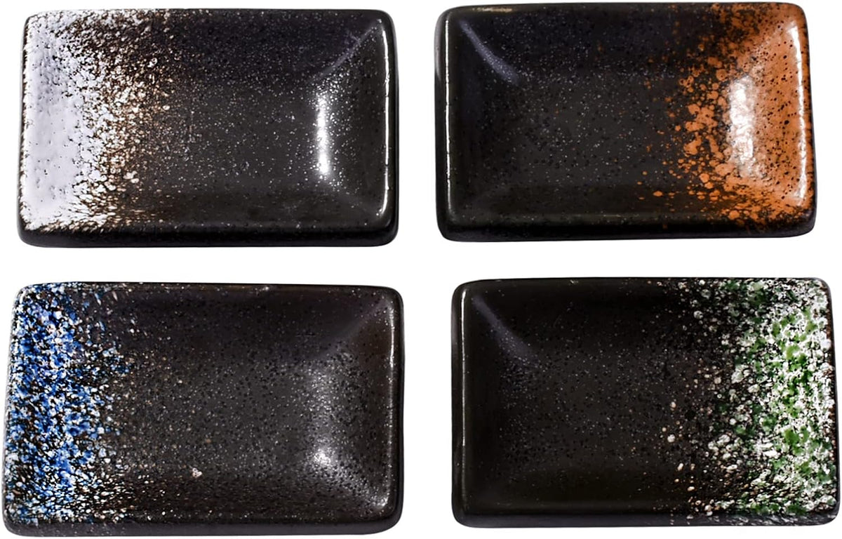 Ceramic Dipping Sauce Dish Set of 4, 3.35'' Rectangular Small Sushi Bowls