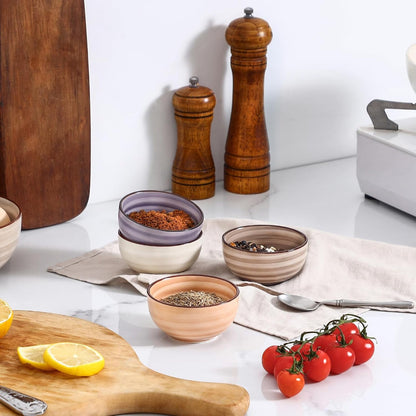 Selamica Ceramic Dipping Bowls, 4 OZ Mini Bowls, Set of 6, Maillard