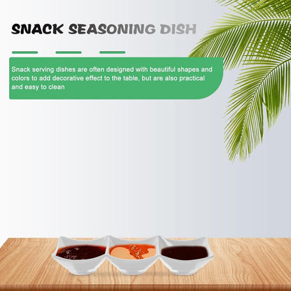 STOBAZA 3-Compartment Sauce Dipping Dish Appetizer Serving Dish for Condiments Seasoning Plates for Kitchen and Dining Table Reusable Snack Serving Tray 9.44 X 3.34 X 1.77 in